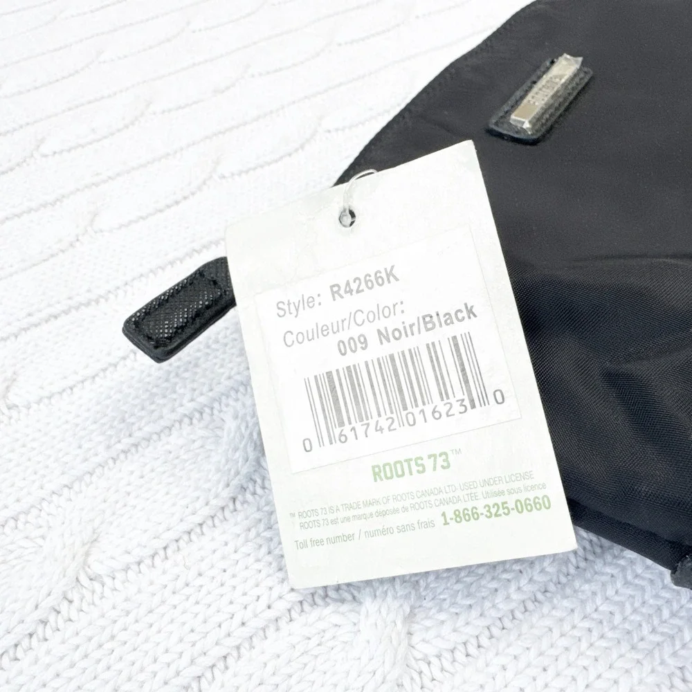 Roots 73‎ Cosmetic Pouch Unisex One Size Black Solid Zip Travel Toiletry Bag